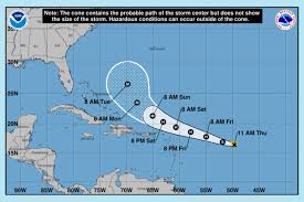 Tropical Storm Erin tracking map