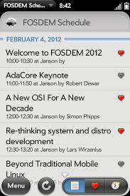 WebOS FOSDEM schedule app for 2012 submitted to HP « Raphael Kallensee