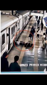 Seconds from disaster…” 🚆⚡️ A man slips between a moving ...