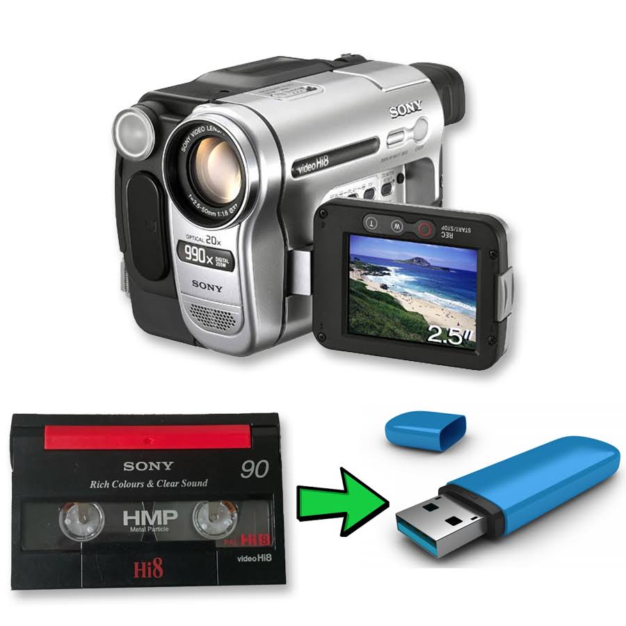 Hi8 Camcorder Vintage Bundle w/ 8mm tape, USB