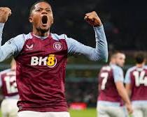 Image of Leon Bailey of Aston Villa celebrating his goal against Manchester City