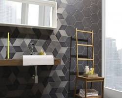 Image of Geometric Patterns in Bathroom
