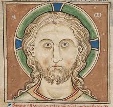 Courtesy Corpus Christi College (Cambridge) Parker christ. Head of Christ in Matthew Paris&#39; 13th-century Chronica Maiora, vol. 2. - parker_christ