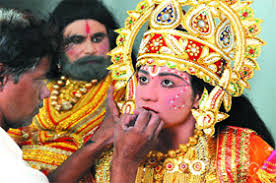 A Ram Lila artiste gets ready for performance in Bathinda on Tuesday evening. Tribune photo: Pawan Sharma - bat2