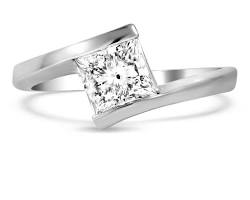Image of Princess cut diamond bypass setting ring