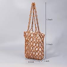 Amazon.com: CerfoParlen Wooden Beaded Bag Nature Handmade Totes Beaded Shoulder Bag Woven Bags for Women : Clothing, Shoes & Jewelry