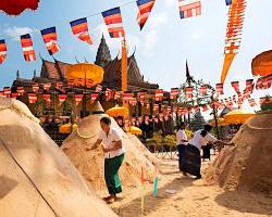 Image of Tourists celebrating Khmer New Year in Cambodia