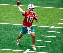 Dolphins QB Skylar Thompson goes down with injury. Third-string quarterback 
Tim Boyle in