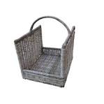 Grey rattan log basket