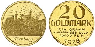 Notgeld des Josef Wild 20 Goldmark 1928 Nürnberg Münzen