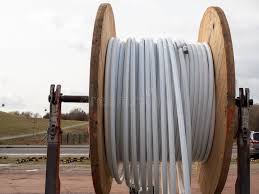 Wooden Roller White Fiber Optic Cables Laying Data ...