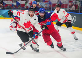 Olympic men's hockey action