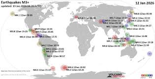 Global Earthquake Activity: January 12-13, 2026