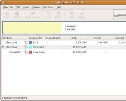 Image of GParted interface showing partition creation