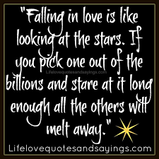 Falling in love is like looking at the stars. If you pick one out ... via Relatably.com