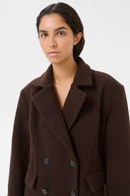 Karen By Simonsen Brauner Doppelreiher-Mantel