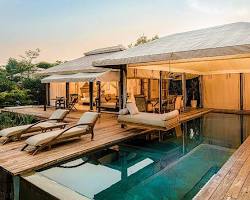 A luxurious glamping tent set up in the Cambodian wilderness