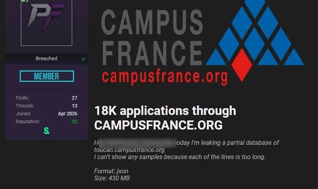 Fuite de données chez Campus France : 18 K comptes compromis dans une...