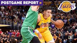 Postgame Report: Kuzma Catches Fire in the 4th to Lead Lakers to Win Over Celtics | Joey Ramirez recaps Kyle Kuzma's big game as the Lakers honor Dr. Jerry Buss with a win over the Celtics, on his night. | By Los Angeles Lakers | The question for the Lakers tonight was how to crack the NBA's top defense the rival Boston Celtics and the answer was Kyle Kuzma who went crazy for twenty-eight points and five three pointers bringing out a couple behind the back dimes as well and really just going toe to toe with all-star Kyrie Irving in the fourth quarter in which Kuz scored seventeen points the most by any Laker in any quarter this season in addition to Kuz's hot night Julius Randle was a bully down low on Boston's big fourteen points and fourteen rebounds Jordan Clarkson did his for twenty-two points of his own and really what better way to honor the legacy of Doctor Jerry Buss who's night it was tonight than to knock off the Boston Celtics. Next up for the Lakers is a trip to Chicago where they face the Bulls on Friday. For Lakers dot com, I'm Joey Ramirez.