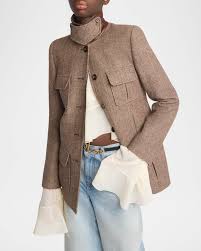 Chloe Herringbone Boyish Wool Jacket | Neiman Marcus - Product from Neiman Marcus