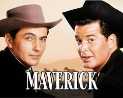 Maverick TV series 1957 James Garner as Bret Maverick Jack Kelly as Bart Maverick black and white television stills ABC show poker scenes western, AI generated