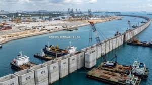 País usa 230 caixas gigantes de concreto para construção de megaporto em uma ilha