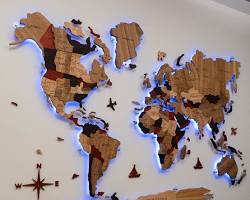 Enjoy The Wood 3D wooden world map decor, do AI tạo