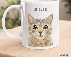 mug with a cat's photo on itの画像