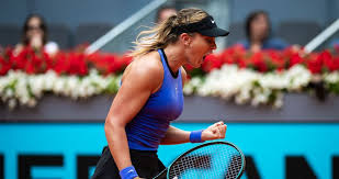 Sabalenka cheers on Badosa from her player's box in Madrid