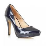 Patent navy court shoes