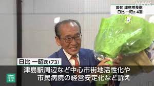 愛知 津島市長選挙 現職の日比一昭氏が４回目の当選