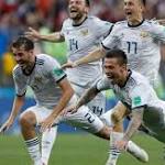 Russia stuns Spain with shootout