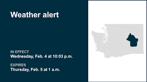 Weather alert in place for Upper Columbia Basin until 1 a.m. Thursday