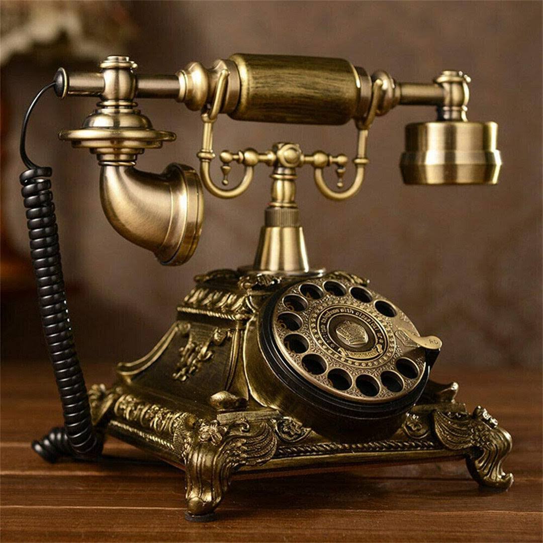 House of Hampton Retro Bronze Rotary Dial Corded Telephone