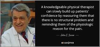 John E. Sarno quote: A knowledgeable physical therapist can slowly ... via Relatably.com