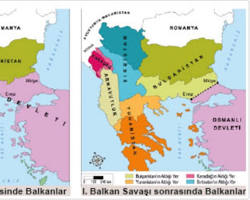 Balkan Savaşları haritası ve Osmanlı ordusu 19121913 resmi