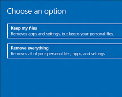 Image of Reset button in Windows 10 reset