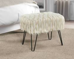 Image of fauxfur ottoman