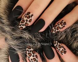 Hình ảnh về Black Animal Print nail design