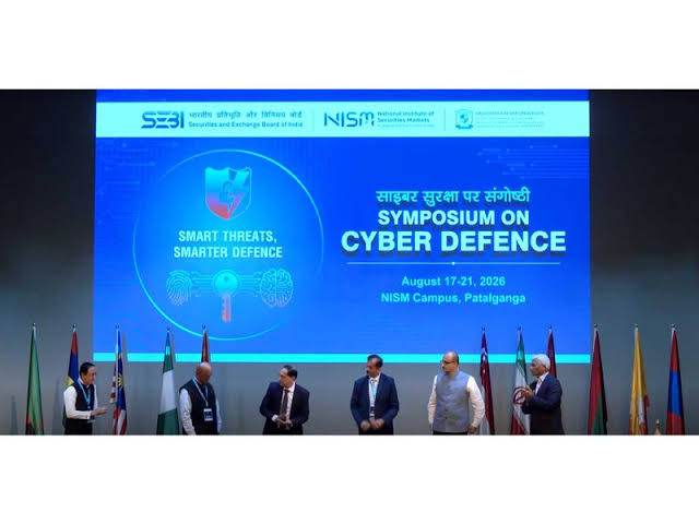 SEBI Chairman Tuhin Kanta Pandey addresses cybersecurity at Cyber Defence Symposium, highlighting AI's role in evolving threats and resilience.