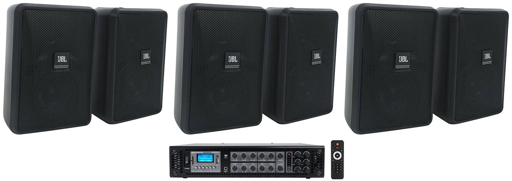 JBL Control 23-1 3" Indoor/Outdoor 70v Commercial Wall Speakers + Amp