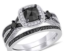 Image of Black diamond split shank setting ring