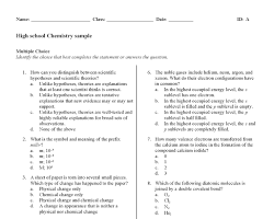 Image of High school science test on chemistry