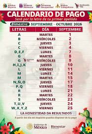 Fechas de pago del Banco Bienestar para bimestre septiembre-octubre de 2026