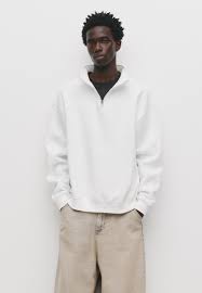 PULL&BEAR BASIC QUARTER-ZIP - Sweatshirt - white/blanc ...