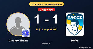 Live Dinamo Tirana vs Pafos: Pafos equalizes 1-1