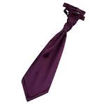 PLAIN PLUM SATIN MENS SCRUNCHIE WEDDING CRAVAT TIE