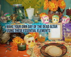 Image of Day of the Dead altar with beach elements
