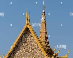 Close-up of the ornate, gilded roof of the Throne Hall at the Royal Palace.