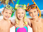 Kids snorkeling and swimming -